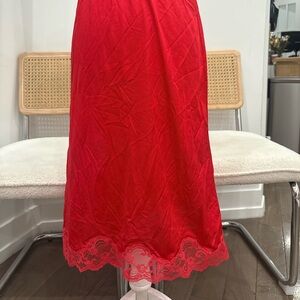 Red Lace-Hem Maxi Skirt - Women
